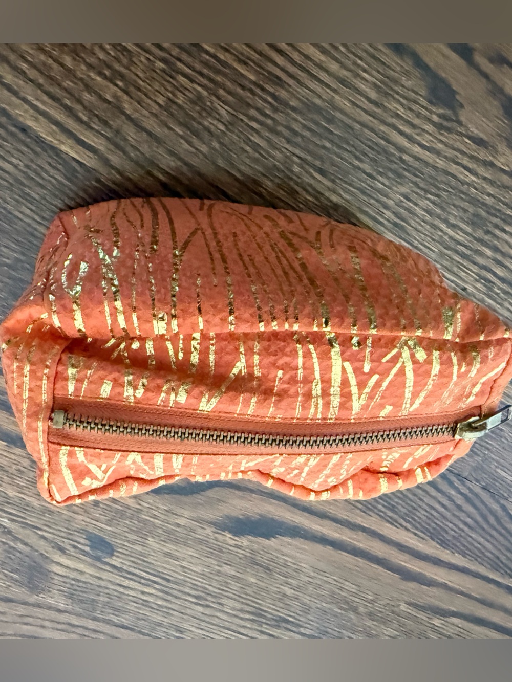 NWOT‎ Orange Metallic Accent Women's Cosmetic Pouch